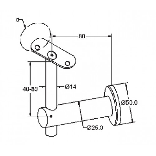 Handrail Wall Bracket-Back Fixing-48.3 Saddle-Grade 316  